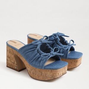 Sam Edelman Blue Denim Platform Sandals